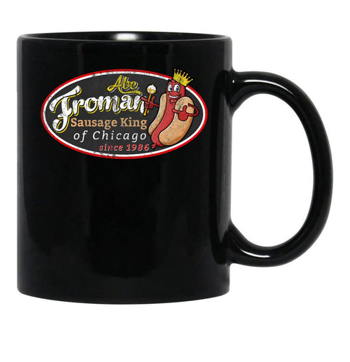 Abe Froman Sausage King Worn Oval Black Coffee Mug, Gift Coffee Mug - Black