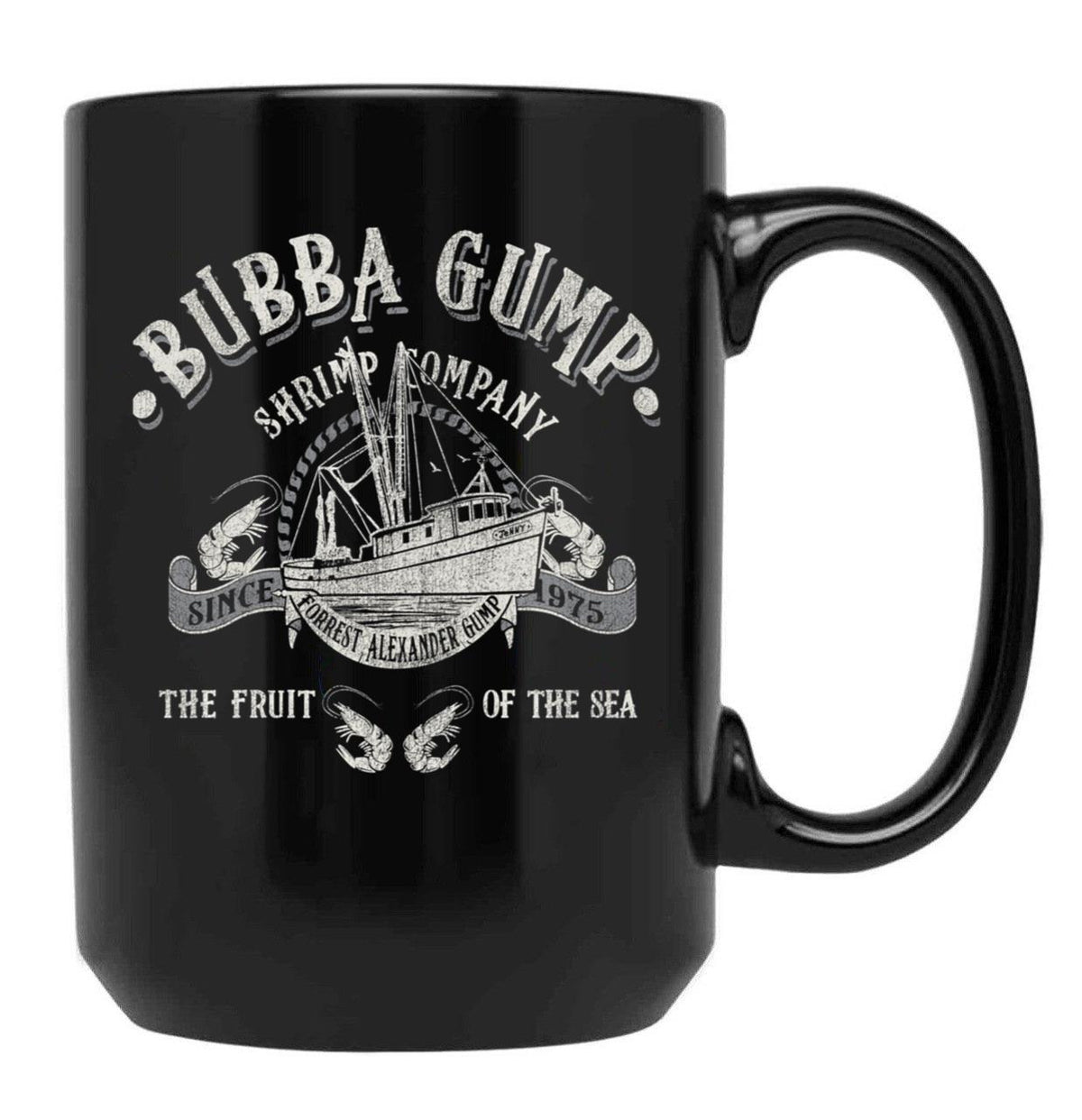 Bubba Gump Shrimp Company Worn Black Coffee Mug, Gift Coffee Mug