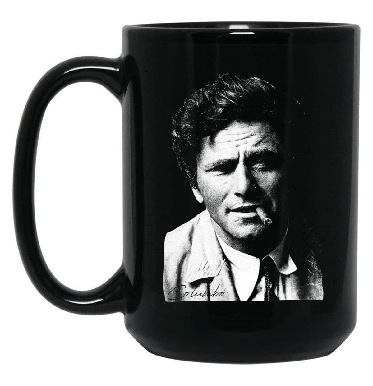 Columbo Portrait Black Coffee Mug, Gift Coffee Mug - Black