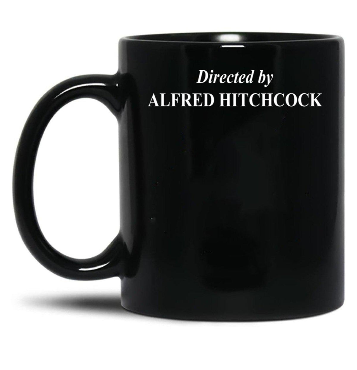Directed by Alfred Hitchcock Classic Black Coffee Mug, Gift Coffee Mug