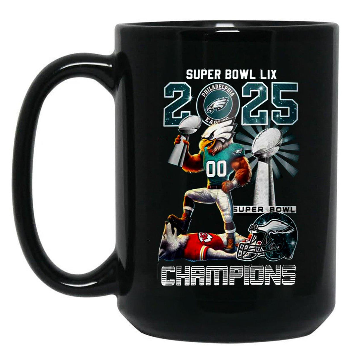 Eagles Super Bowl LIX 2025 Champions 3D Black Coffee Mug, Gift Coffee Mug - Black