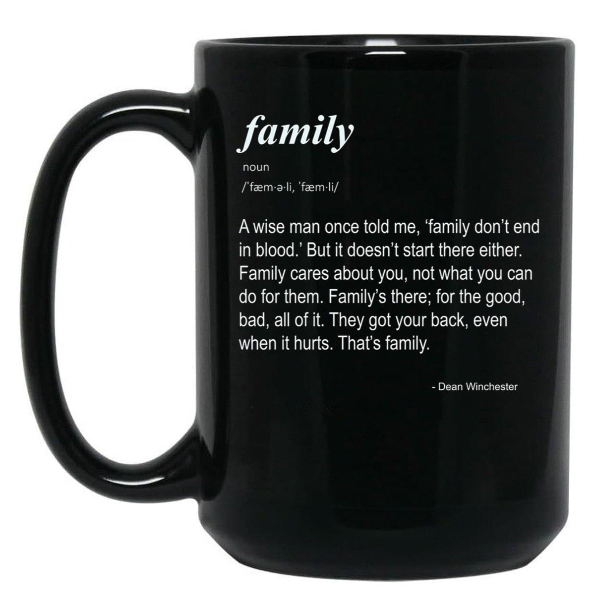 Family Don't End in Blood Black Coffee Mug, Gift Coffee Mug - Black
