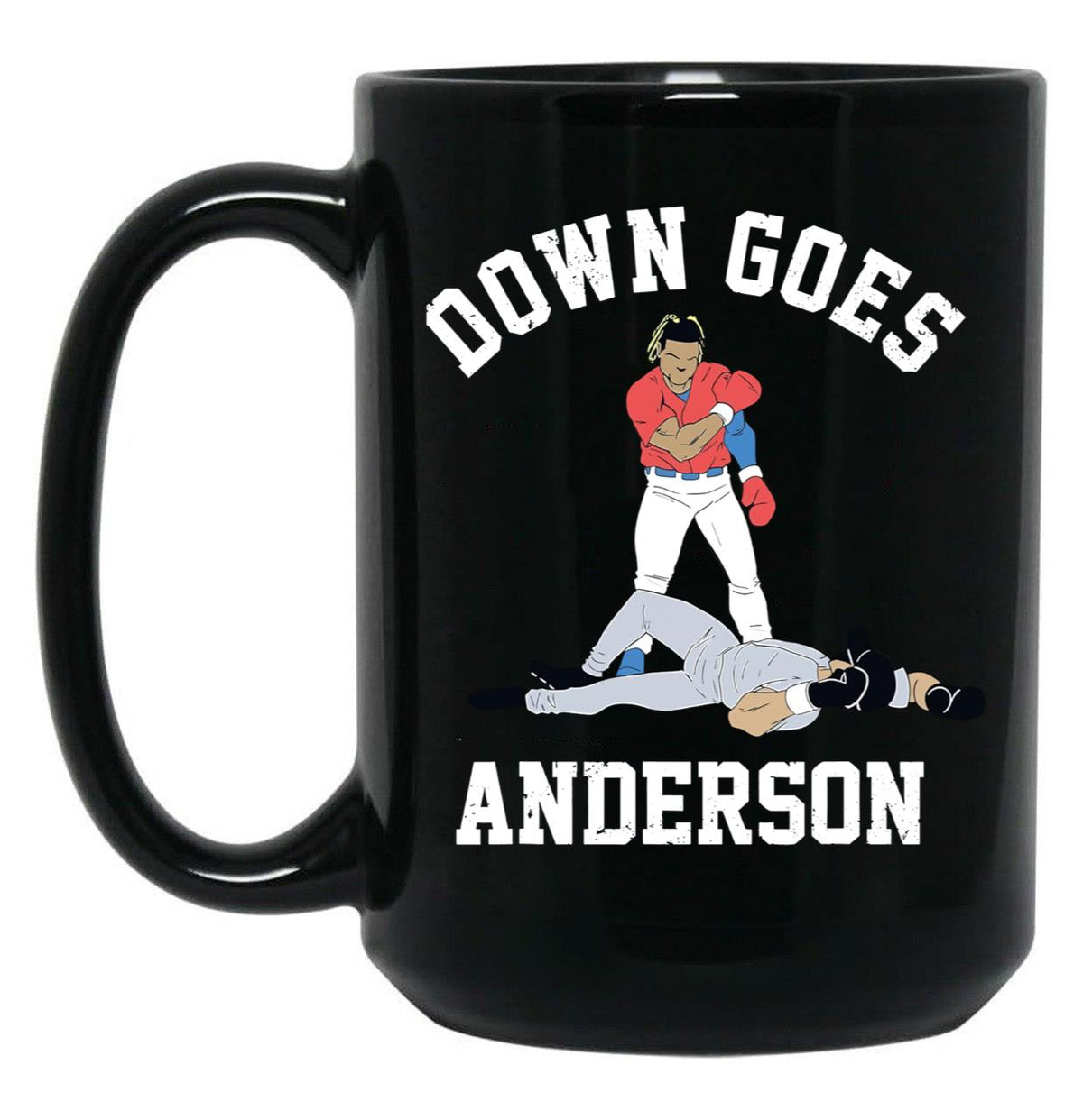Funny Baseball Down GOES Anderson Black Coffee Mug, Gift Coffee Mug - Black