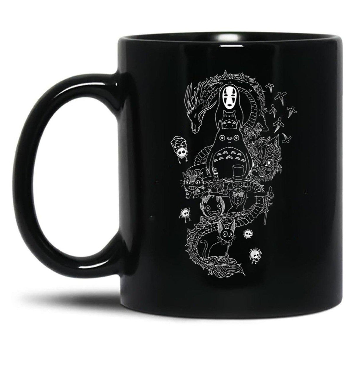 Ghibli Studios Family Black Coffee Mug, Gift Coffee Mug