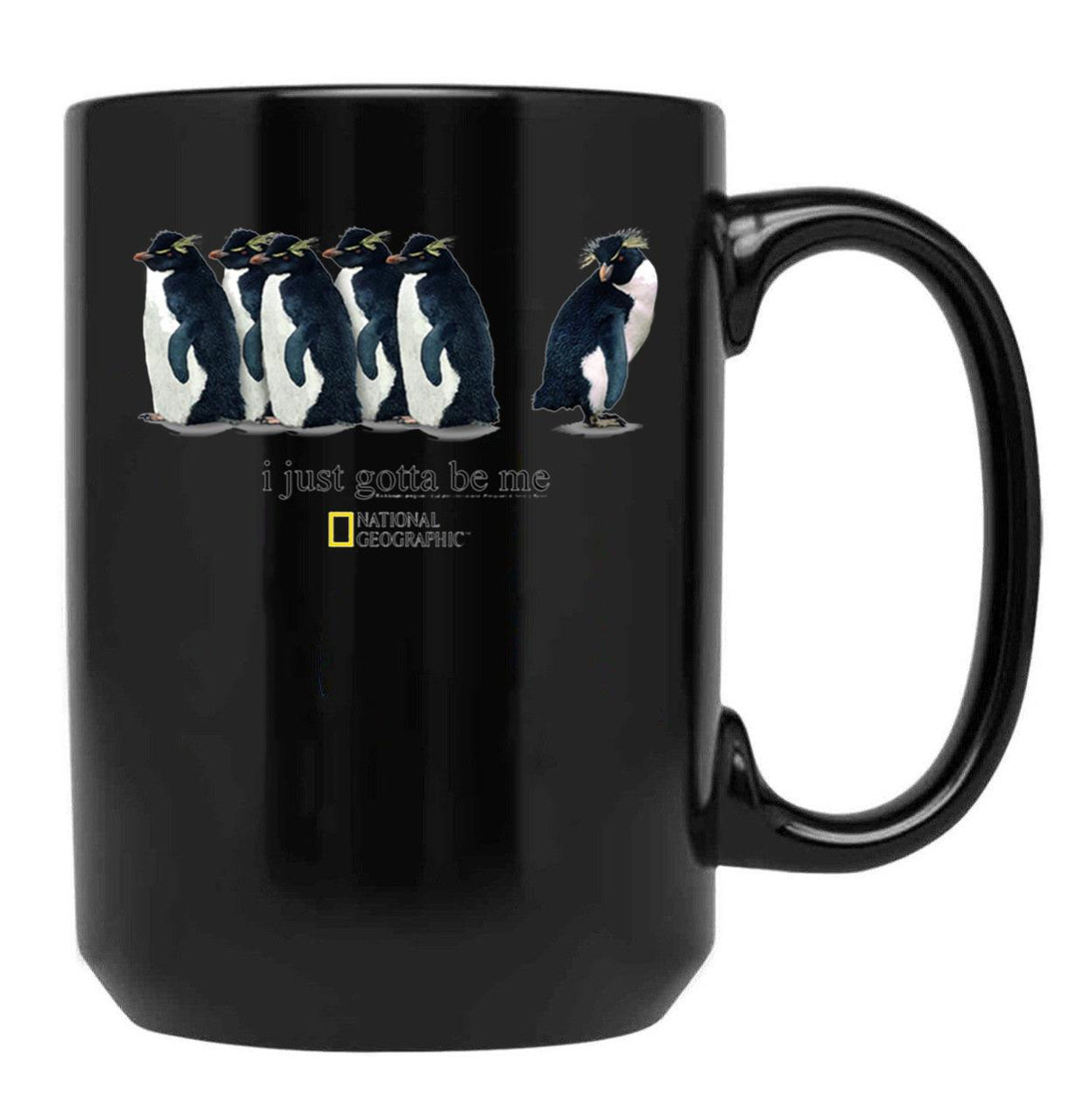 I Just Gotta Be Me Penguin Black Coffee Mug, Gift Coffee Mug