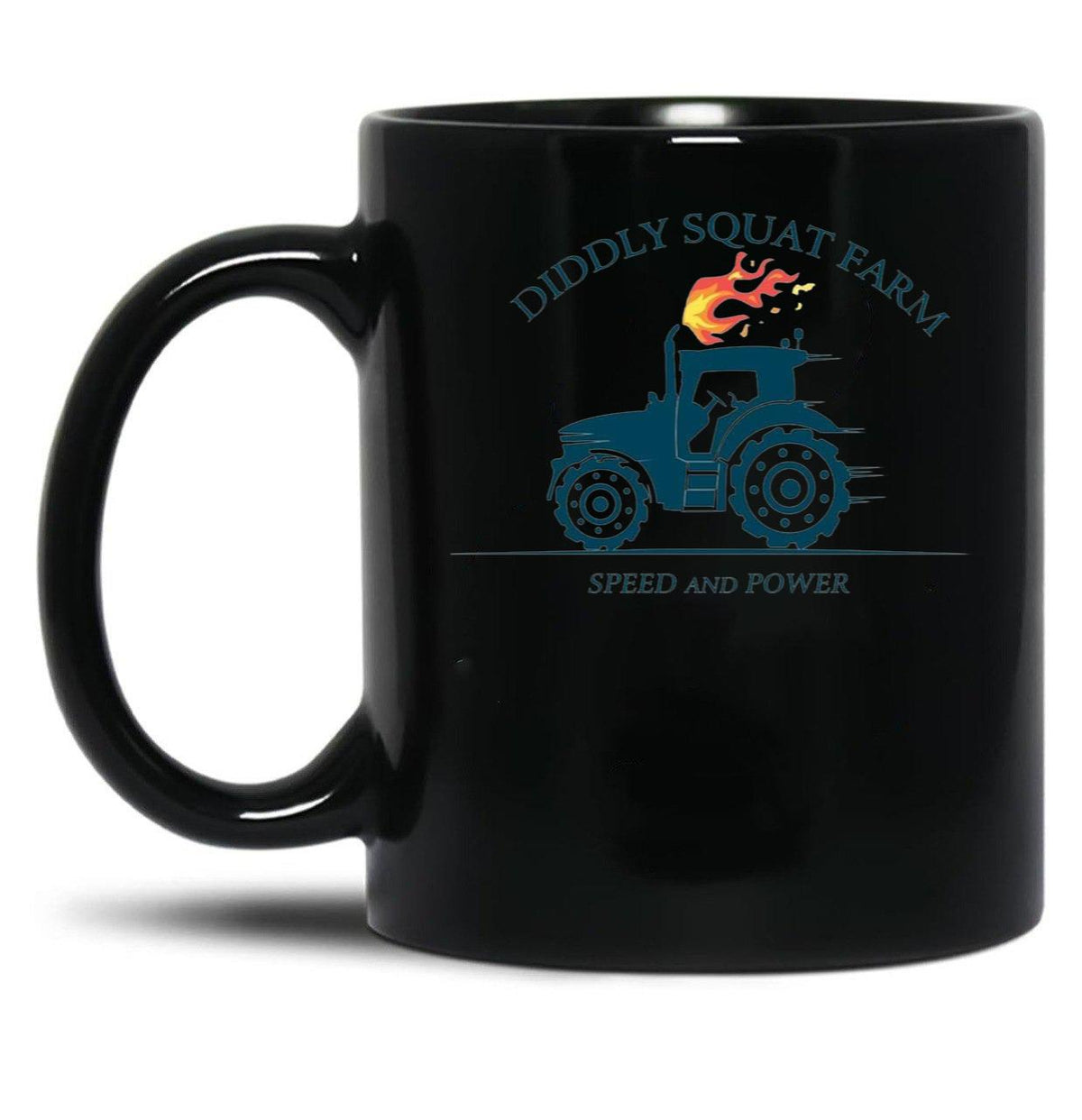 Kekevo Tractor Diddly Squat Farm Speed and Power Black Coffee Mug, Gift Coffee Mug