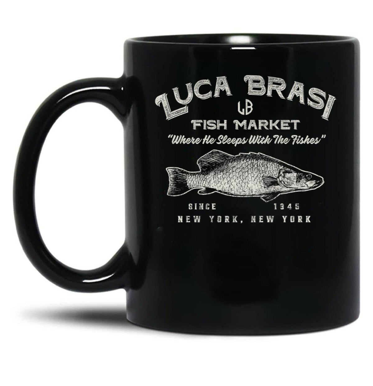 Luca Brasi Fish Market Worn Dks Black Coffee Mug, Gift Coffee Mug