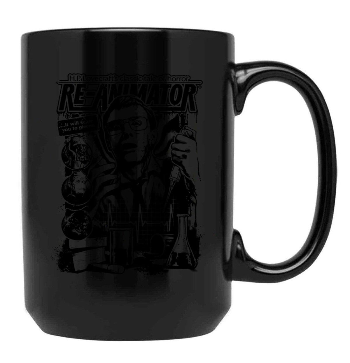Re-Animator Classic Tale of Horror Black Coffee Mug, Gift Coffee Mug
