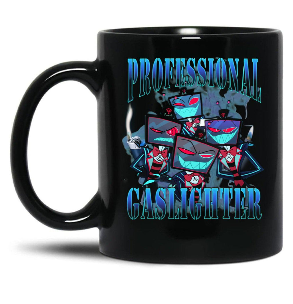 Vox Professional Gaslighter Hazbin Hotel Black Coffee Mug, Gift Coffee Mug