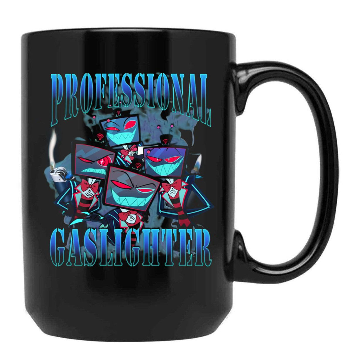 Vox Professional Gaslighter Hazbin Hotel Black Coffee Mug, Gift Coffee Mug
